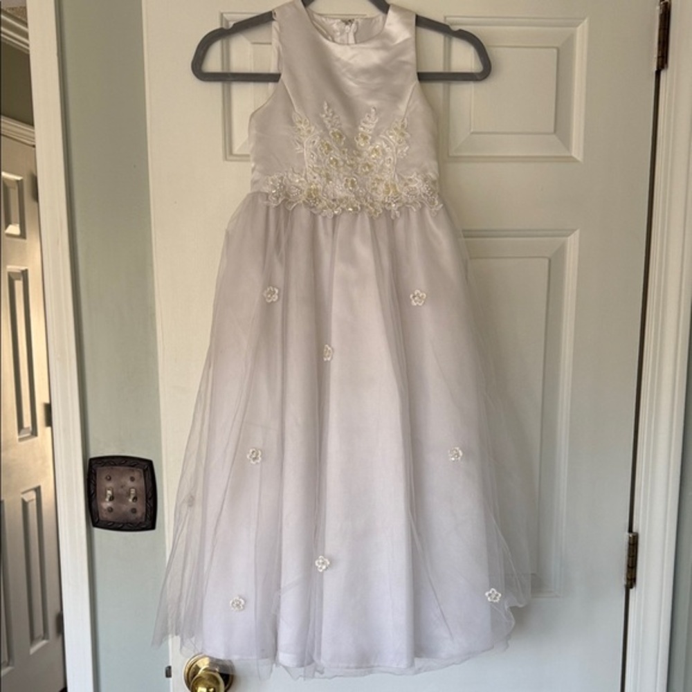 Elegant Ivory Floral Kids Dress